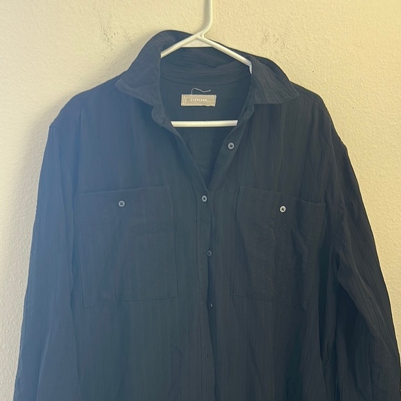Everlane Black Button-Up Long dress - Picture 3 of 7
